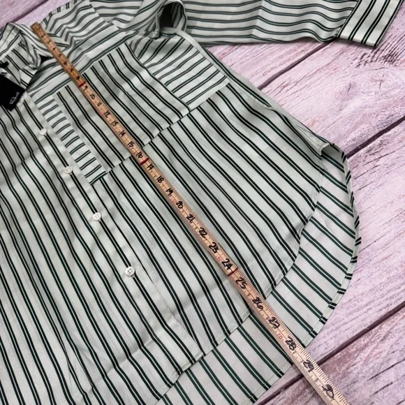 Rails River Eden Stripe Satin Long Sleeve Shirt Two Tone Green Size M NEW - Picture 6 of 8